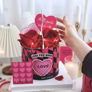 ขอบเค้กวันวาเลนไทน์สีแดงกุหลาบ ฉันรักคุณ ของตกแต่งเค้ก การ์ดรูปหัวใจ ของตกแต่งเค้กวันวาเลนไทน์ - Product Image 3