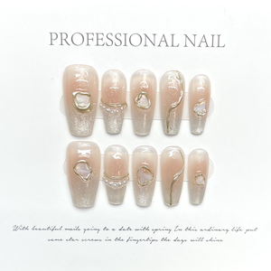 Vente en gros de manucure française rose tendre <span class=keywords><strong>ongles</strong></span> artificiels à presser longue longueur au design papillon pour de beaux <span class=keywords><strong>ongles</strong></span> - Product Image 6