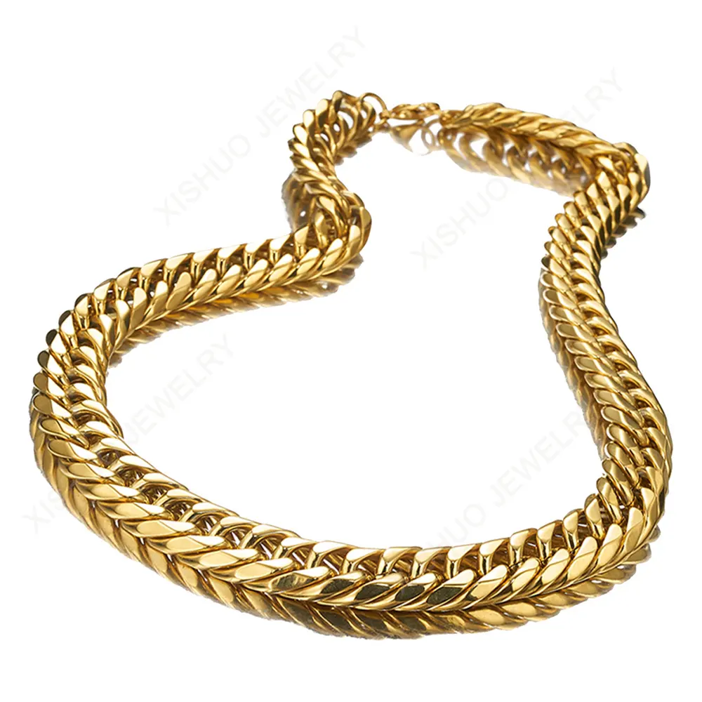 Wholesale New Heavy Cuban Link 18K Real Gold Hip Hop Chain Necklace for Men