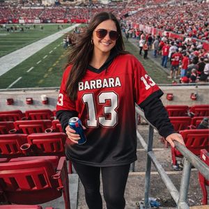 Custom Football Jersey Personalized With Name Number Logo V-<b>Neck</b> Unisex Adult Practice Uniform Fan Gear - Product Image 4