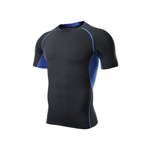 Set di abbigliamento fitness da uomo a maniche corte, ad asciugatura rapida, elastico, aderente, per allenamento, corsa, abbigliamento sportivo, set in due pezzi - Product Image 4