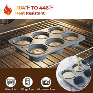 MUYULINS Factory 6-Cavity Round LFGB 100% Food Grade Platinum Non-Stick Coating BPA-Free <b>Silicone</b> Mousse Cake Mold - Product Image 3