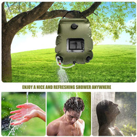 Sac de douche solaire pour le camping en plein air, la randonnée et l'escalade avec pommeau de douche interchangeable, tuyau d'hydratation et sac de stockage d'eau