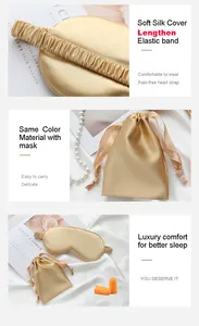 2 packs de masque de sommeil en satin de soie douce avec logo personnalisé pour hôtel, voyage et mariage, avec sac à cordon