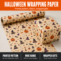 Rouleau de papier cadeau Halloween : Citrouille, fantôme, crâne – Idéal pour emballer les cadeaux, boîtes, artisanat, bricolage, fleuriste, enfants – Vente en gros