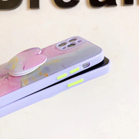Funda de TPU Líquido de Lujo para Teléfono Móvil con Soporte en Forma de Corazón, Protector Trasero para 12 13 14 15 16 17 18 Pro Max