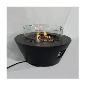 G086 Meuble de table moderne pour foyer d'extérieur gris avec gaz propane et béton Colonne de 65 000BTU sur pied - Product Image 1