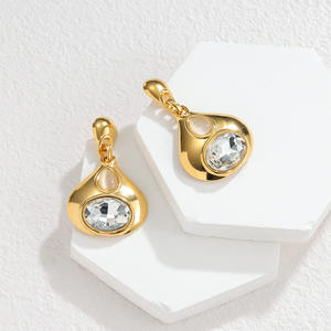 <span class=keywords><strong>Pendientes</strong></span> de Zirconia en Forma de Lágrima, Chapados en Oro Real de 18K sobre Acero Inoxidable, Resistentes a la Decoloración, Ligeros, Joyería Vintage de Lujo <span class=keywords><strong>para</strong></span> Mujer - Product Image 3