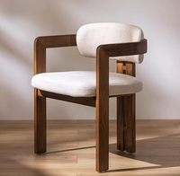Chaise de salle à manger en bois massif de designer italien, chaise rembourrée moderne de luxe léger pour la maison, la salle de thé ou les négociations