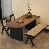 Ensemble table et chaises de salle à manger en bois de pin rétro français avec design semi-circulaire amovible, meubles de salle à manger