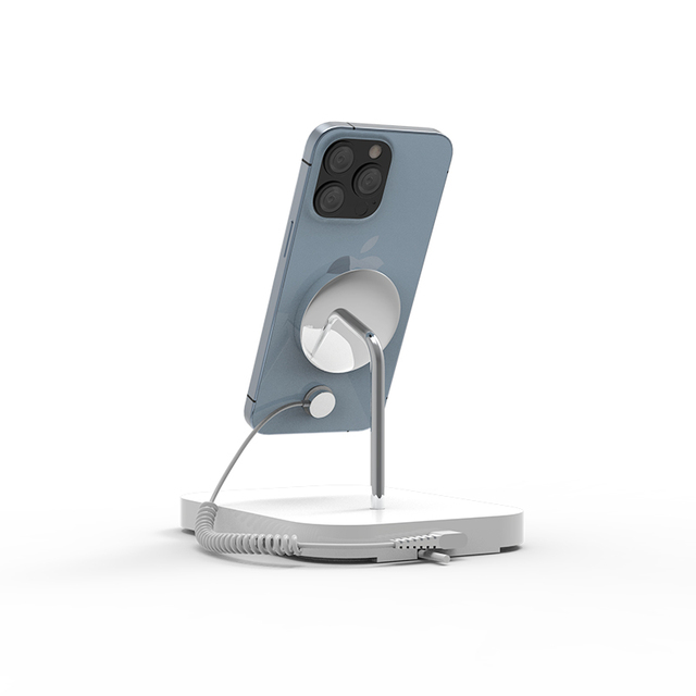 New Design Magnetic Wireless Charger QI Fast Charging Station Stand Dock Cell Phone Security Display Holder With Alarm