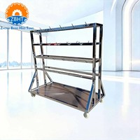 Chariot de suspension pour viscères en acier inoxydable SUS304 rouge avec rails multi-griffes et bac de récupération pour ligne de traitement d'abattage