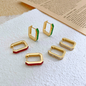316L不锈钢时尚饰品奢华18k镀金贝壳耳环女士几何手术钢耳环 - Product Image 3