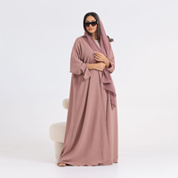 Abaya Kimono Longue en Polyester Texturé Froissé, Respirante et Légère, à Manches Amples, Longueur Ras du Sol, pour Femme Musulmane