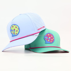 Green <b>Waterproof</b> Laser Cut Hole Sports baseball Cap Custom Embroidery Logo Rubber Patch Mens Rope Polyester Performance golf <b>Hat</b> - Product Image 1
