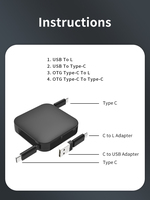 Accessoire pour téléphone, boîte 4 en 1, adaptateur de charge multi USB type C, kit de câbles, PD 60W, câble de charge rapide USB type C, adaptateur de voyage