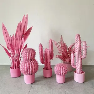 彩色人造植物家居装饰假粉色植物