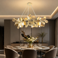 Lustre moderne blanc en forme de pétale, lampe suspendue circulaire à LED, luminaire de luxe pour hôtel, villa, salon, salle à manger, hall d'entrée