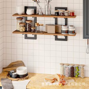 Creative Wall <b>Shelf</b> Natural Wood Color <b>Adjustable</b> 2 Layers For Living Room Kitchen Storage - Product Image 3