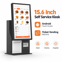 Kiosque en libre-service commercial de 15,6 pouces avec écran tactile interactif Android, distributeur de billets pour hôtel, cinéma, hôpital