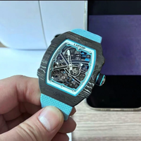 Montre mécanique automatique de luxe haut de gamme pour homme, style designer, en fibre de carbone, avec tourbillon tonneau, bracelet en nylon, charme sportif