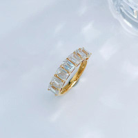 Anello a fascia squisito taglio smeraldo chiaro con diamante coltivato in laboratorio, in oro giallo 18K, per donna, gioielli raffinati, anello con diamante coltivato in laboratorio