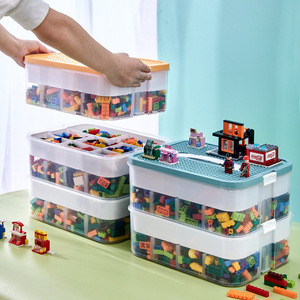 Boîte de <span class=keywords><strong>rangement</strong></span> pour jouets d'enfants en plastique rectangulaire pour organiser les briques, les pièces de construction de grande et petite taille, bac de tri compartimenté - Product Image 3