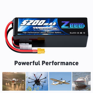 Zeee Drone pili 6S <span class=keywords><strong>22.2V</strong></span> <span class=keywords><strong>Lipo</strong></span> pil 5200mah 100C yumuşak kılıf ile FPV bağlayıcı FPV pil paketi ile siyah PVC - Product Image 4