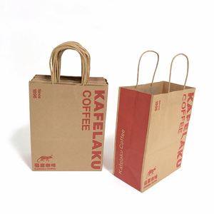 OEM Factory Recyclable Eco-friendly Brown Kraft Paper Takeaway Coffee Cup <b>Bag</b> with Twisted Handles Custom Logo - Product Image 6