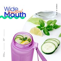 Botellas de agua deportivas portátiles grandes de 1 litro, de plástico esmerilado multicolor, con marcador de tiempo y pajita.