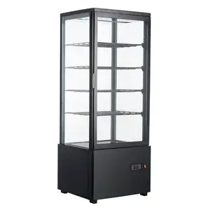 Refrigerador Vertical de cuatro lados para bebidas, vitrina de vidrio para mostrador comercial, refrigerador, 98 litros