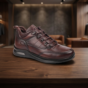 Bottes courtes en cuir véritable pour hommes 4509, doublure chaude, semelle en caoutchouc EVA antidérapante, décontractées, pour l'automne et l'été, à lacets, vente en gros - Product Image 3