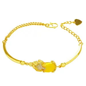 Brass gold-plated imitation-agate gemstone bracelet Vietnam sand gold transfer jewelry Euro coin gold opal brave