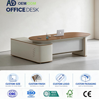 Bureau de direction moderne de luxe en MDF avec tiroir et armoire latérale, grande table de travail de bureau