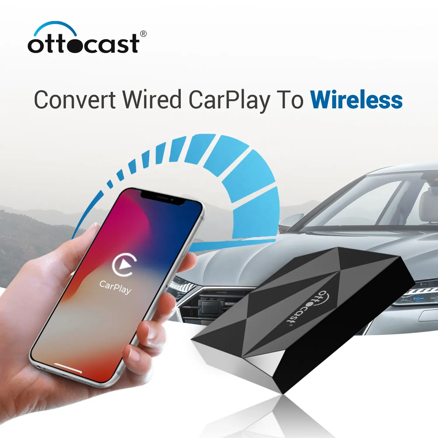 Ottomcast nuovo arrivo box carplay wireless carplay adapter ai box wireless carplay adapter per Audi