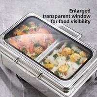 Ensemble de buffet de luxe en acier inoxydable argenté chauffe-plats avec alcool pour service de banquet et de restauration à