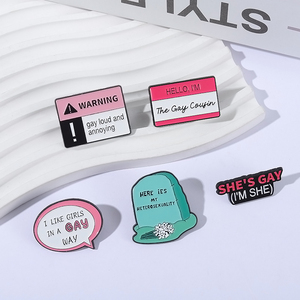 Sming Pins LGBT <span class=keywords><strong>Gay</strong></span> Pride esmalte Pins aquí es mi heterosexualidad <span class=keywords><strong>Gay</strong></span> fuerte y molesto broches de Metal insignia de solapa joyería divertida - Product Image 1
