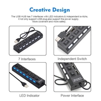 Hub USB 2.0 7 ports multiport avec adaptateur secteur, séparateur USB HUB pour PC, accessoires informatiques en stock
