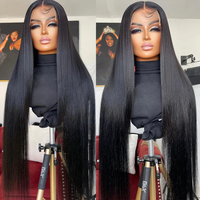 Cheveux brésiliens Remy bruts, longs, avec dentelle HD, vierges, cuticules alignées, 100% sans colle, cheveux humains en dentelle complète pour femmes noires