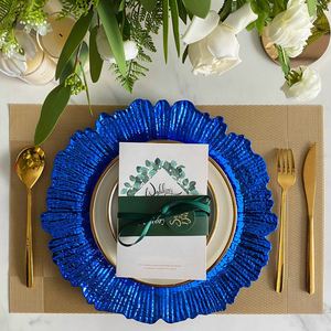 Premium 13 Inch Blue Reef Charger <b>Plates</b> Unbreakable Plastic Wine Red Service <b>Plates</b> for Ocean Theme Wedding Party <b>Decor</b> - Product Image 3