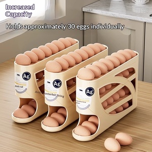 กล่องเก็บของแบบมีล้อ 3 ชั้น สำหรับตู้เย็น จัดเก็บไข่ได้ ชั้นวางของขนาดใหญ่ สำหรับห้องครัวและตู้เย็น ขายส่ง - Product Image 6