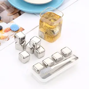 Reusable Ice Stones Set Whiskey Ice Cube 304 Stainless Steel Ice Cube for Cola Wine Drinks