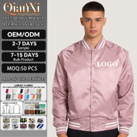 Veste universitaire personnalisée à broder, veste de baseball en soie, veste bomber en satin pour homme