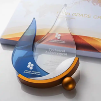 Trophée de cristal de haute qualité en métal nouveau design Récompenses de trophées de logo personnalisé en forme de goutte d'eau
