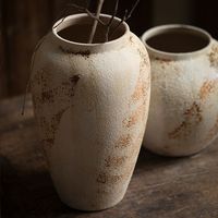 Vase de table rustique style Wabi-Sabi, ornement en céramique vintage, arrangement floral, vase décoratif pour la maison