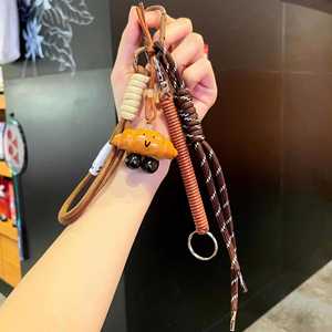 Hot Selling Alkaline Pretzel Bread <b>Keychain</b> Handmade Woven Rope Pendant Cute Chocolate Bagel Charm for Bags Trendy Food - Product Image 2