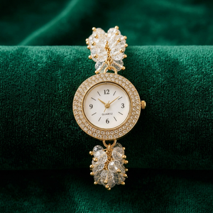 NOBLESTONE GEMS Montre-bracelet étanche en quartz naturel avec paillettes de cristal, cadran en pierres précieuses, chaîne en alliage, bijou cadeau - Product Image 3
