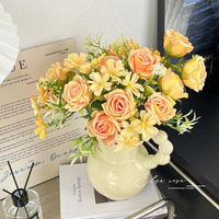 Bouquet de roses artificielles en soie pour mariage, décoration de la maison, fleurs décoratives