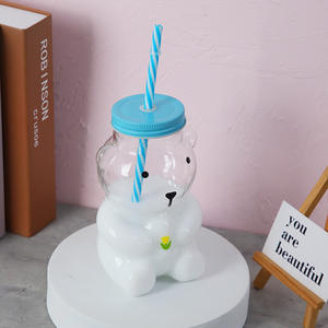 <span class=keywords><strong>Bear</strong></span> Animal Design Estilo Coreano Copo De Vidro Copo De Leite Reutilizável Portátil Screw-On Lid Máquina de Lavar Louça Microondas Seguro para Presente De Férias - Product Image 4