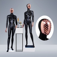 Nouveau design Mannequin femme adulte intégral en fibre de verre noir mat gonflable, pose debout avec tête, visage diamanté, pour vêtements